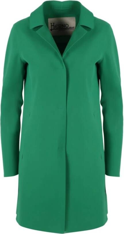 Herno Stretch Techno Jersey Trench Coat Groen Dames
