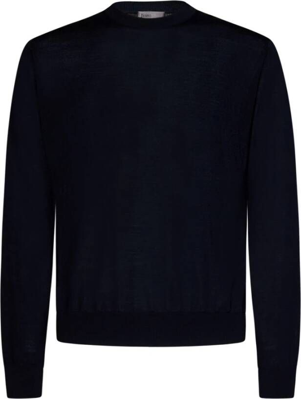 Herno Navy Blauwe Wol Trui Blauw Heren