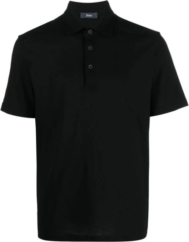 Herno Zwarte T-shirts en Polos met Voorsluiting Black Heren