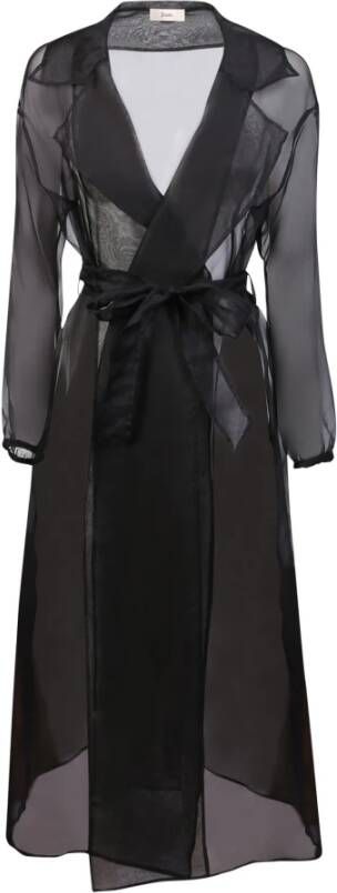 Herno Trench coat in pure silk organza fabric by ; striking see-through effects and a waist belt for a custom fit Zwart Dames