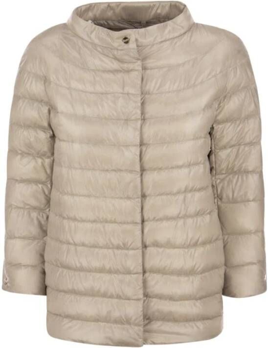 Herno Ultralichte Zijdeachtige Nylon Jas Beige Dames