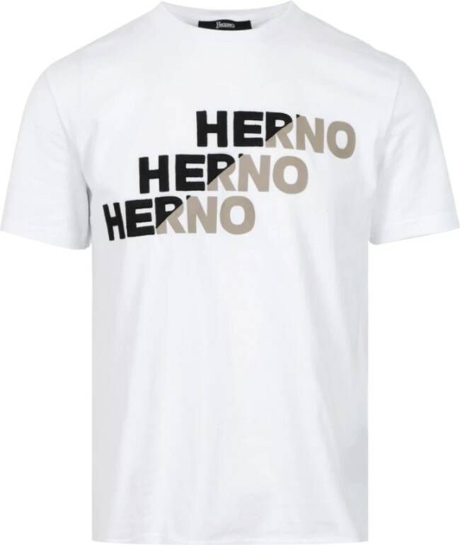 Herno Witte T-shirts en Polos met Relaxte Pasvorm White Heren