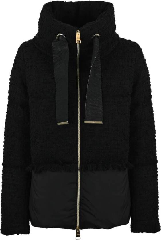 Herno Zwarte donsjas met Lurex-banden Zwart Dames