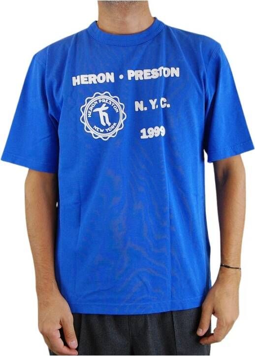 Heron Preston Blauw T-shirt met Korte Mouwen en Grafische Print Maat M Blauw Heren