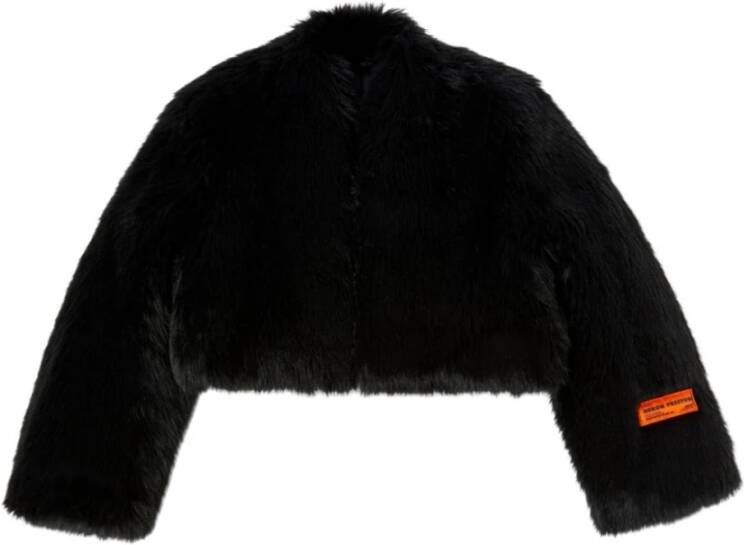 Heron Preston Faux Fur Shearling Cropped Jas Zwart Dames