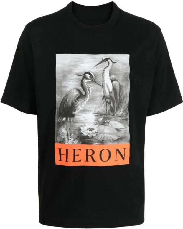 Heron Preston Zwart Grafisch Print Katoenen T-Shirt Black Heren