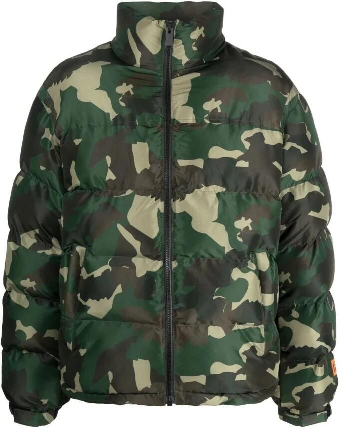 Heron Preston Groene Camo Puffer Jas Green Heren