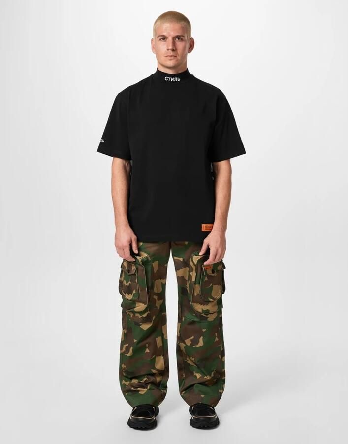 Heron Preston Logo Coltrui Katoenen T-Shirt Zwart Black Heren