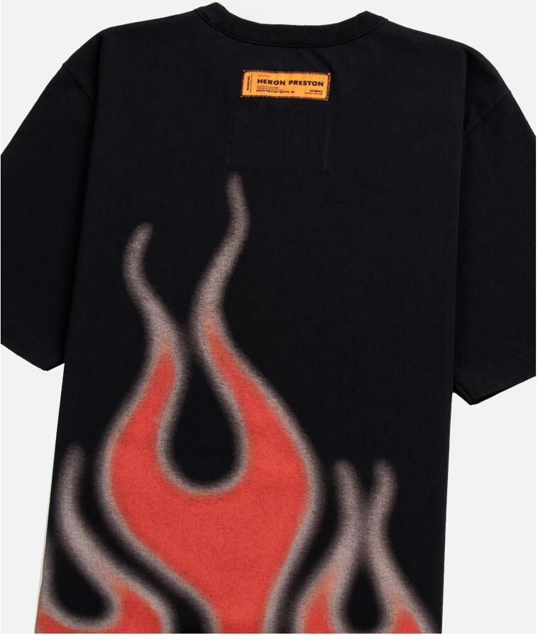 Heron Preston T-shirt van biologisch katoen met vlammenprint Zwart