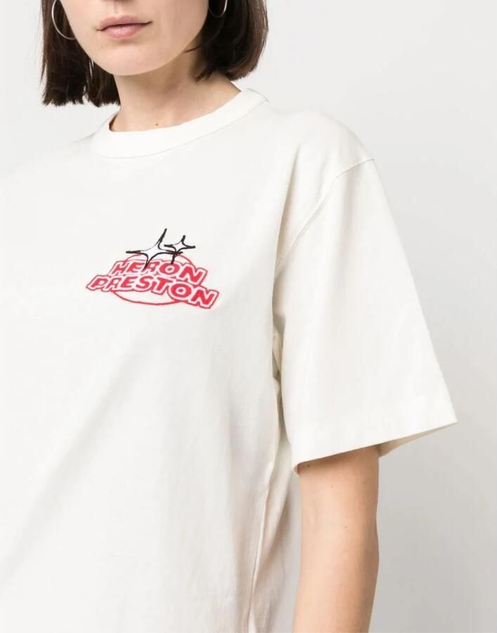 Heron Preston Witte Sponsor Logo T-Shirt White Dames - Foto 4