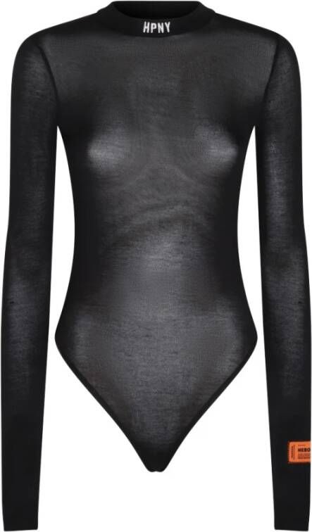 Heron Preston Elegant Logo-Kraag Fijngebreide Bodysuit Zwart Dames