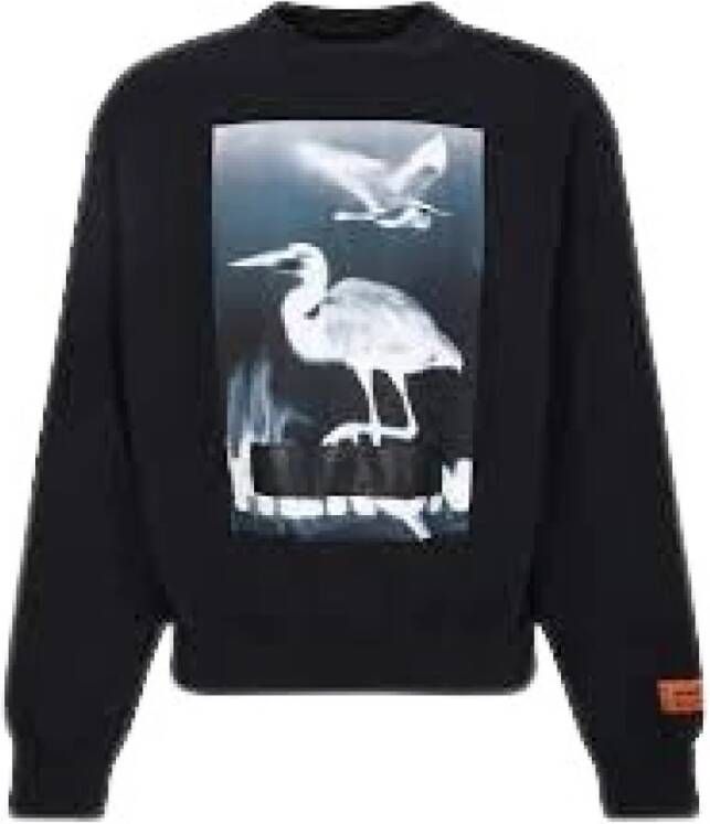 Heron Preston Zwarte Sweatshirt Regular Fit Koud Weer 100% Katoen Black Heren