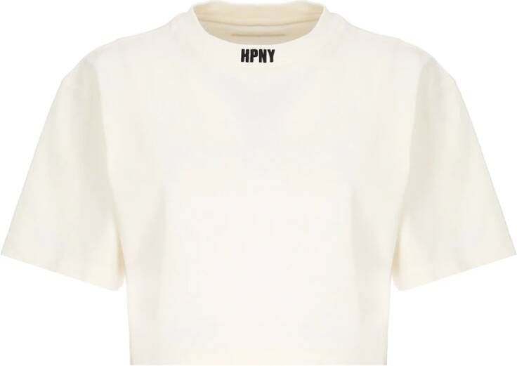 Heron Preston Korte katoenen T-shirt met contrasterend logo Wit Dames