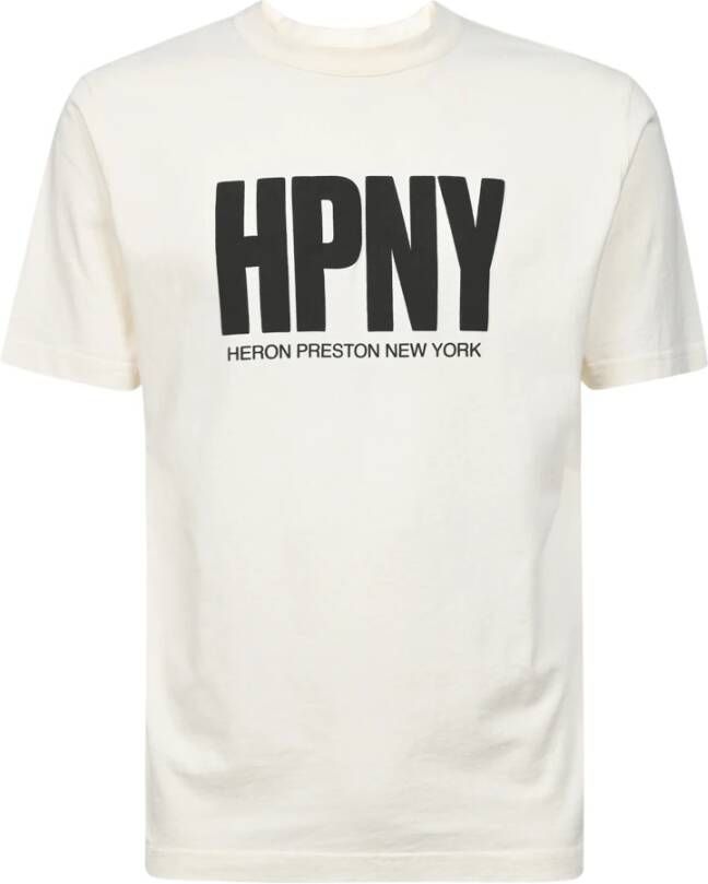 Heron Preston Witte Katoenen T-shirt met Contrasterende Print White Heren