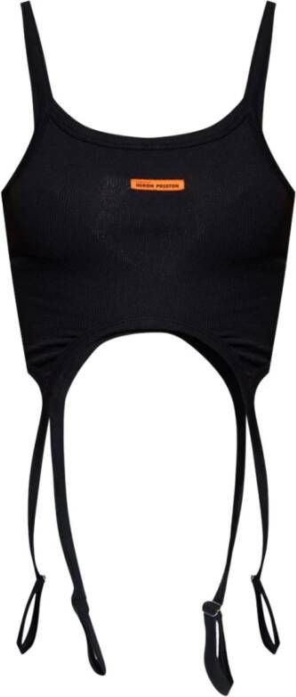 Heron Preston Zwarte Gestreepte Crop Top Black Dames