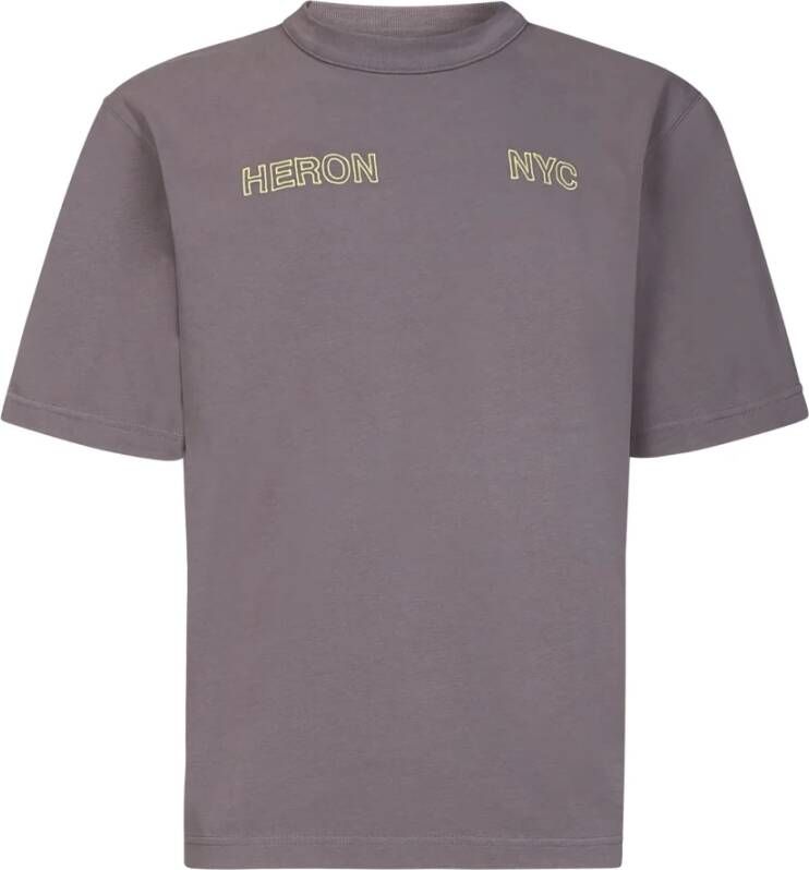 Heron Preston Mudgrijze T-Shirt met Logo Borduursel Grijs Heren