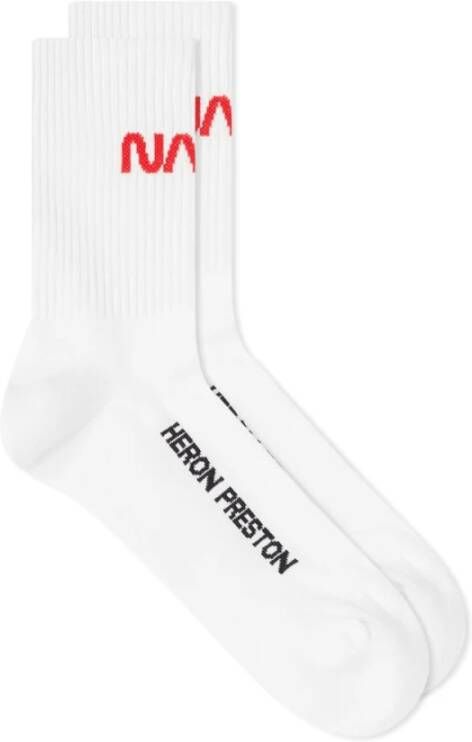 Heron Preston Nasa Logo Lange Sokken White Heren