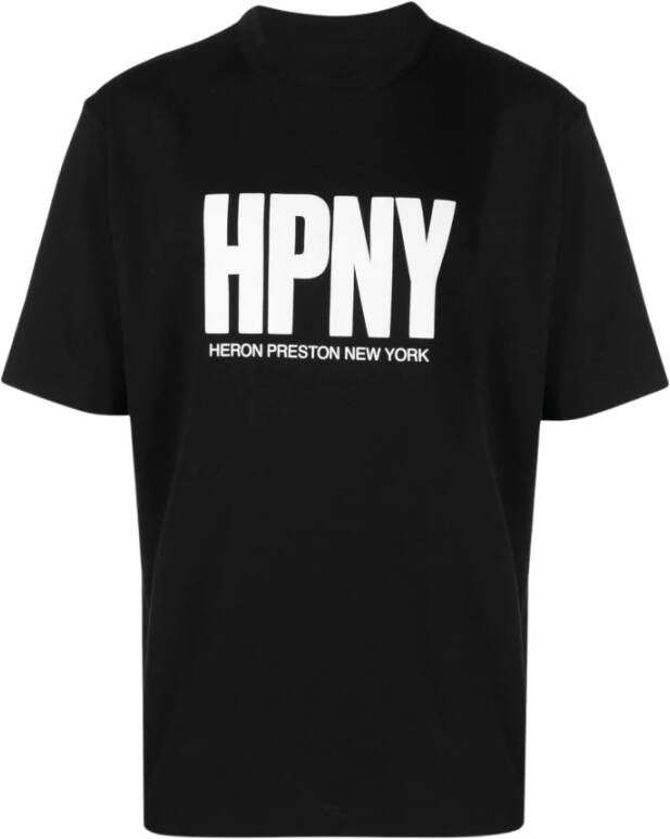 Heron Preston Organisch Katoenen Logo Print Crew Neck T-Shirt Zwart Heren