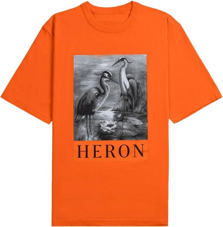 Heron Preston Oranje Grafische Print Crew Neck T-shirt Oranje Heren