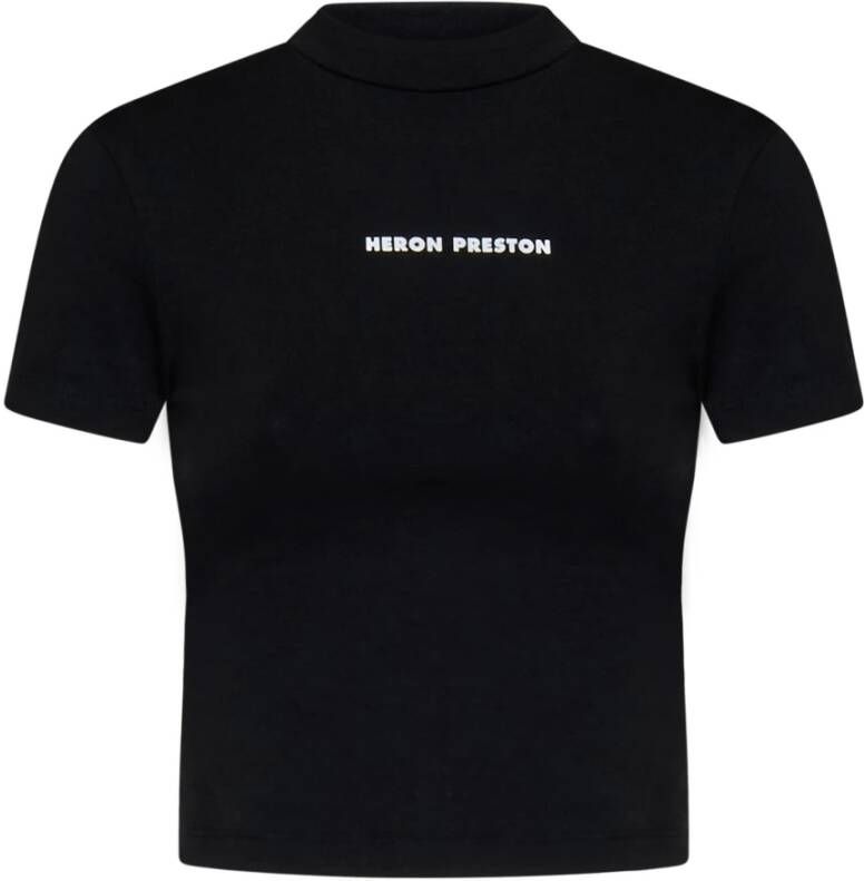 Heron Preston Stijlvolle Zwarte T-shirt met Logo Patch Zwart Dames