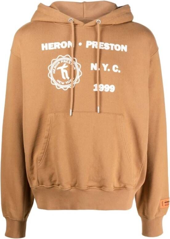 Heron Preston Bruine Hoodie met Grafische Print van Katoen Bruin Heren