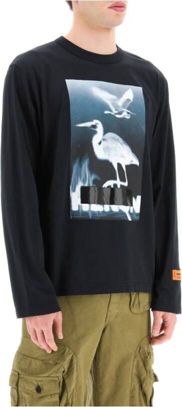 Heron Preston Gecensureerd Heron Print Longsleeve T-Shirt Black Heren