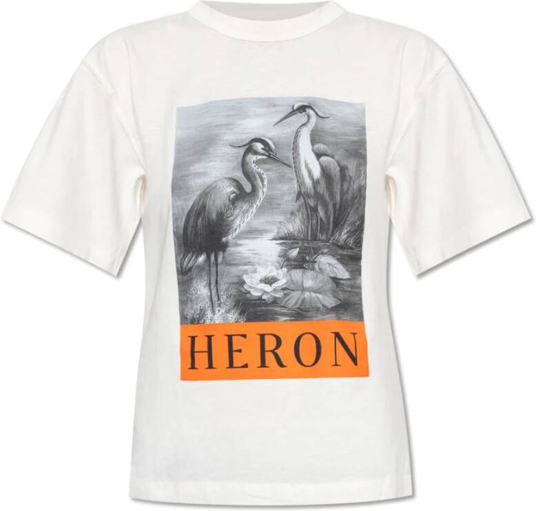 Heron Preston T-shirt met logo Beige Dames