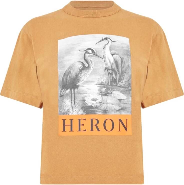 Heron Preston Tobacco Brown Logo T-Shirt Bruin Dames
