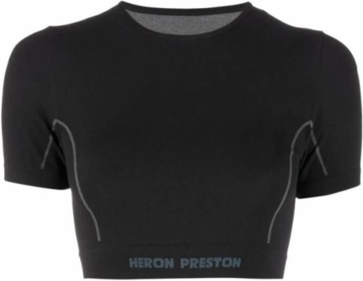 Heron Preston Zwart Logo-Tape Crop Top Black Dames