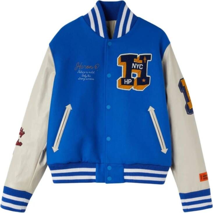 Heron Preston Varsity Jacket With Heron Patch Hmea087F22Fab0014519 Blauw Heren