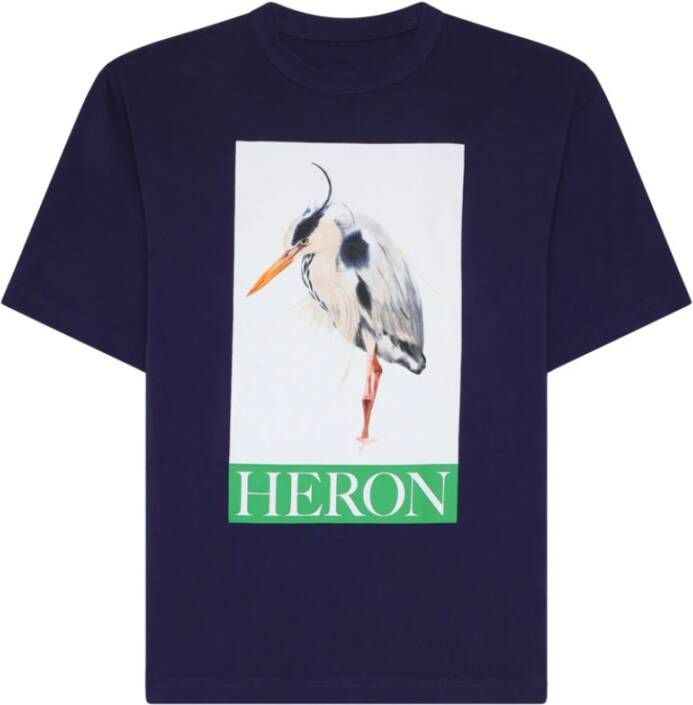 Heron Preston Vogel Geschilderd T-shirt Blauw Groen Multicolor Heren