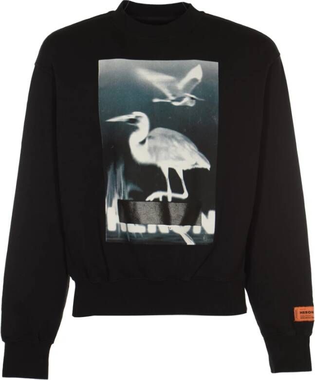 Heron Preston Zwarte Sweatshirt Regular Fit Koud Weer 100% Katoen Black Heren