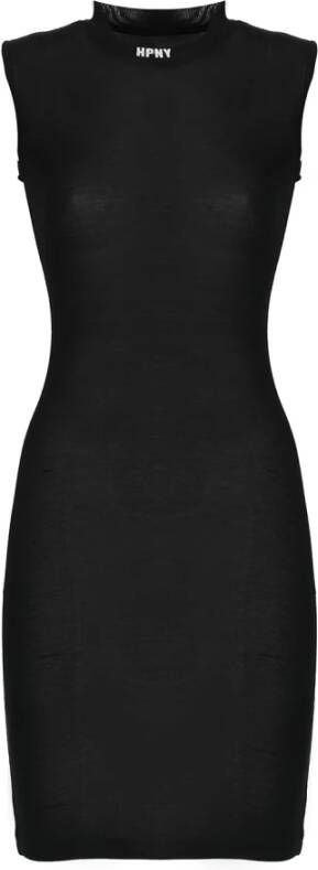 Heron Preston Zwarte mouwloze jurk met contrasterend logo Zwart Dames