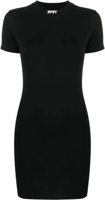 Heron Preston Zwarte T-shirt Jurk met Geborduurd Logo Zwart Dames
