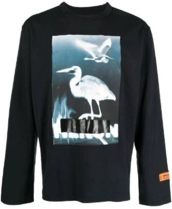 Heron Preston Gecensureerd Heron Print Longsleeve T-Shirt Black Heren