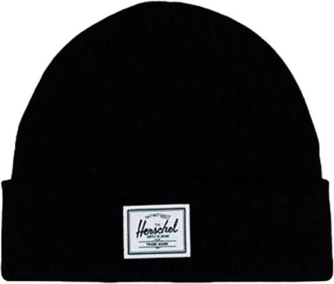 Herschel Elmer Shallow Beanie Katoenen Hoed Zwart Black Heren