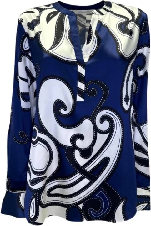 Herzen's Angelegenheit Blouse met Lange Mouwen en V-Hals Blauw Dames