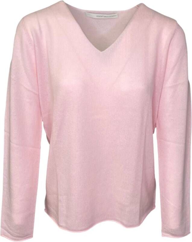 Herzen's Angelegenheit Langarm V-hals Pullover Roze Dames