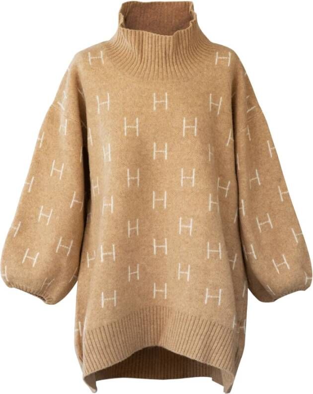 Hést Oversized Trui met Logo Patroon Beige Dames