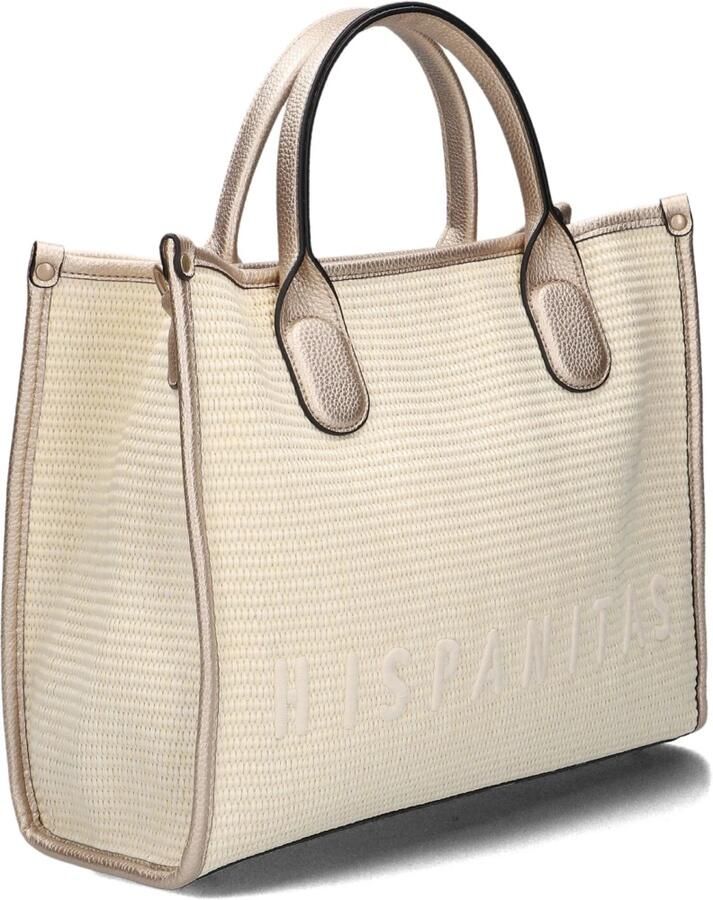 Hispanitas Beige Raffia Shopper Tas Beige Dames