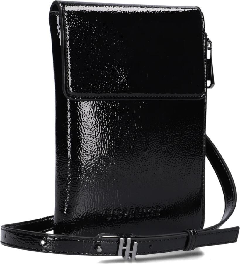 Hispanitas Zwarte Leren Schoudertas Black Dames