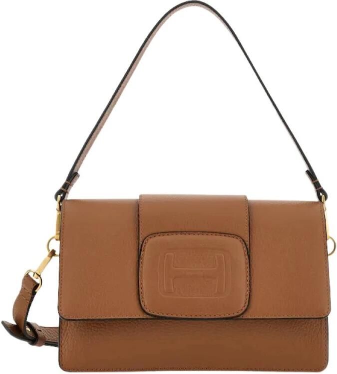 Hogan Geëmbosseerde leren tas met verwisselbaar handvat Brown Dames