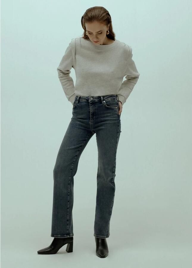 Homage to Denim sweater met schouderdetail lichtgrijs - Foto 2