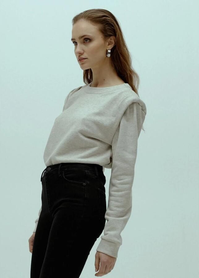 Homage to Denim sweater met schouderdetail lichtgrijs - Foto 4