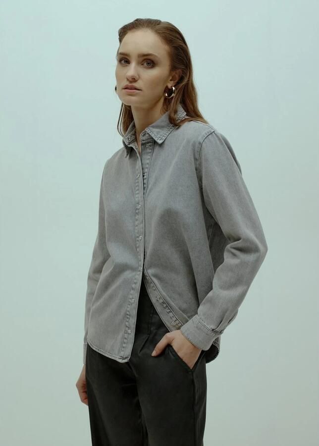 Homage Grijze Denim Blouse met Parelmoer Knopen Gray Dames - Foto 2
