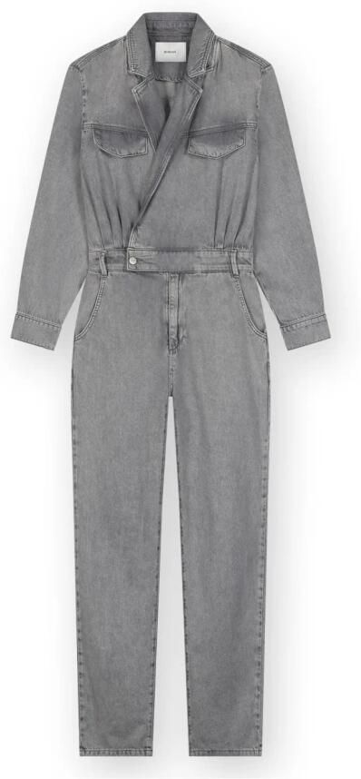 Homage Grijze Denim Cross Over Jumpsuit Gray Dames