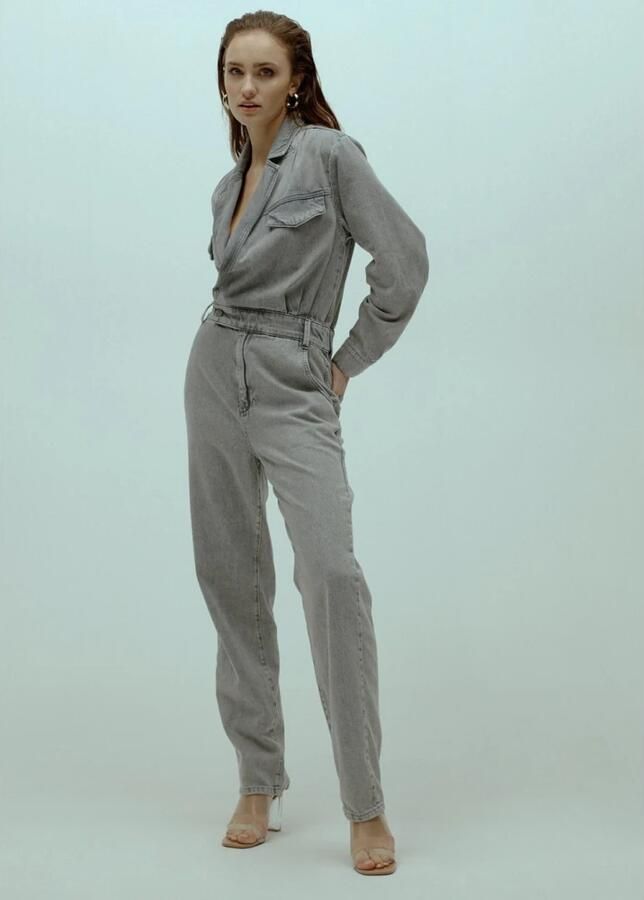 Homage Grijze Denim Cross Over Jumpsuit Gray Dames - Foto 3