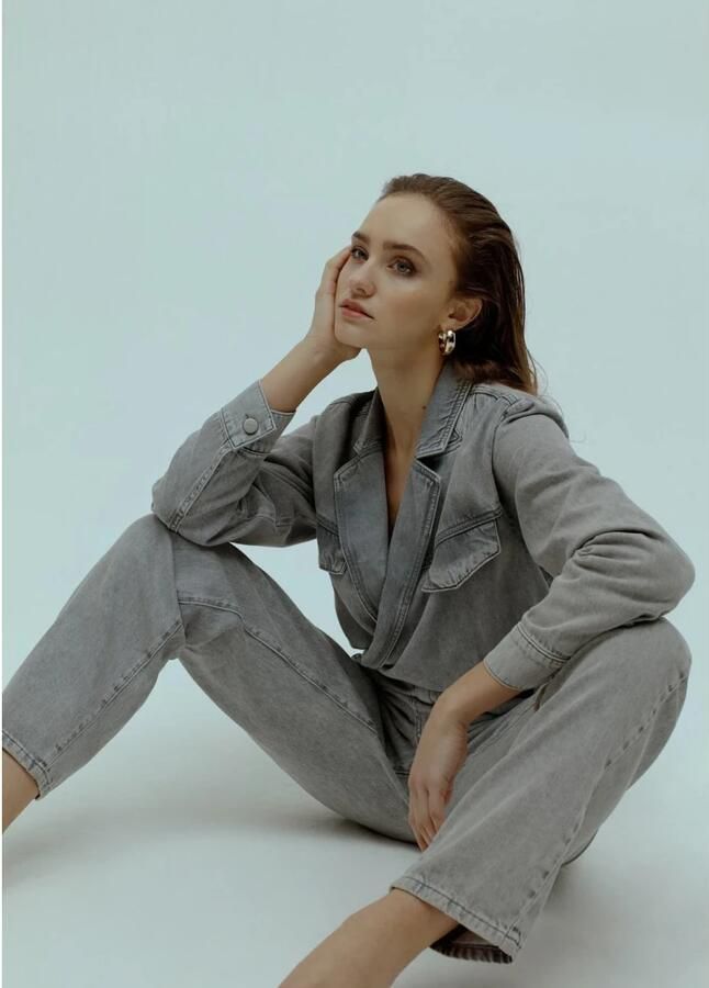 Homage Grijze Denim Cross Over Jumpsuit Gray Dames - Foto 2