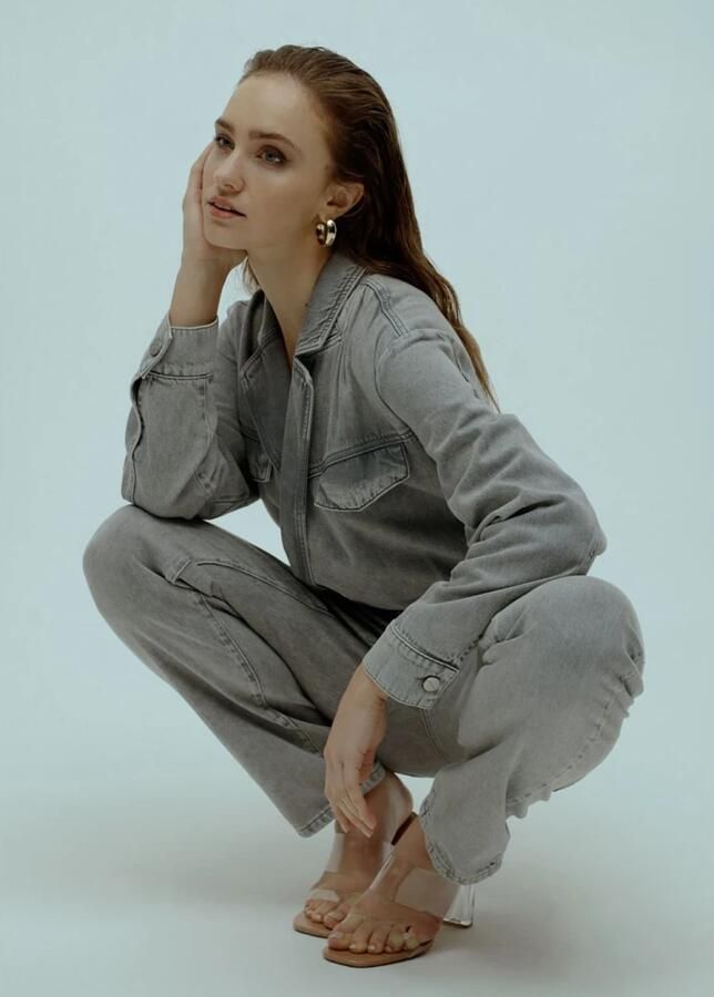 Homage Grijze Denim Cross Over Jumpsuit Gray Dames - Foto 4
