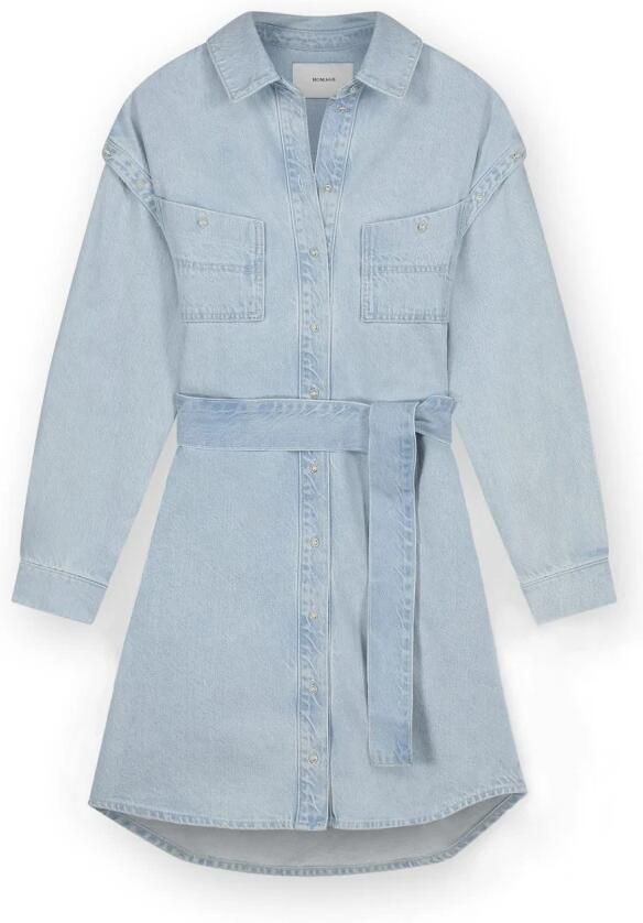 Homage to Denim spijkerjurk met afneembare mouwen light blue denim